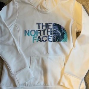 White north face sweatshirt